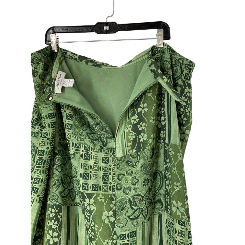 Women’s Judith Hart 2 Piece Skirt Set Green Size 22W 5467 Asian Theme Wrap - Picture 7 of 10